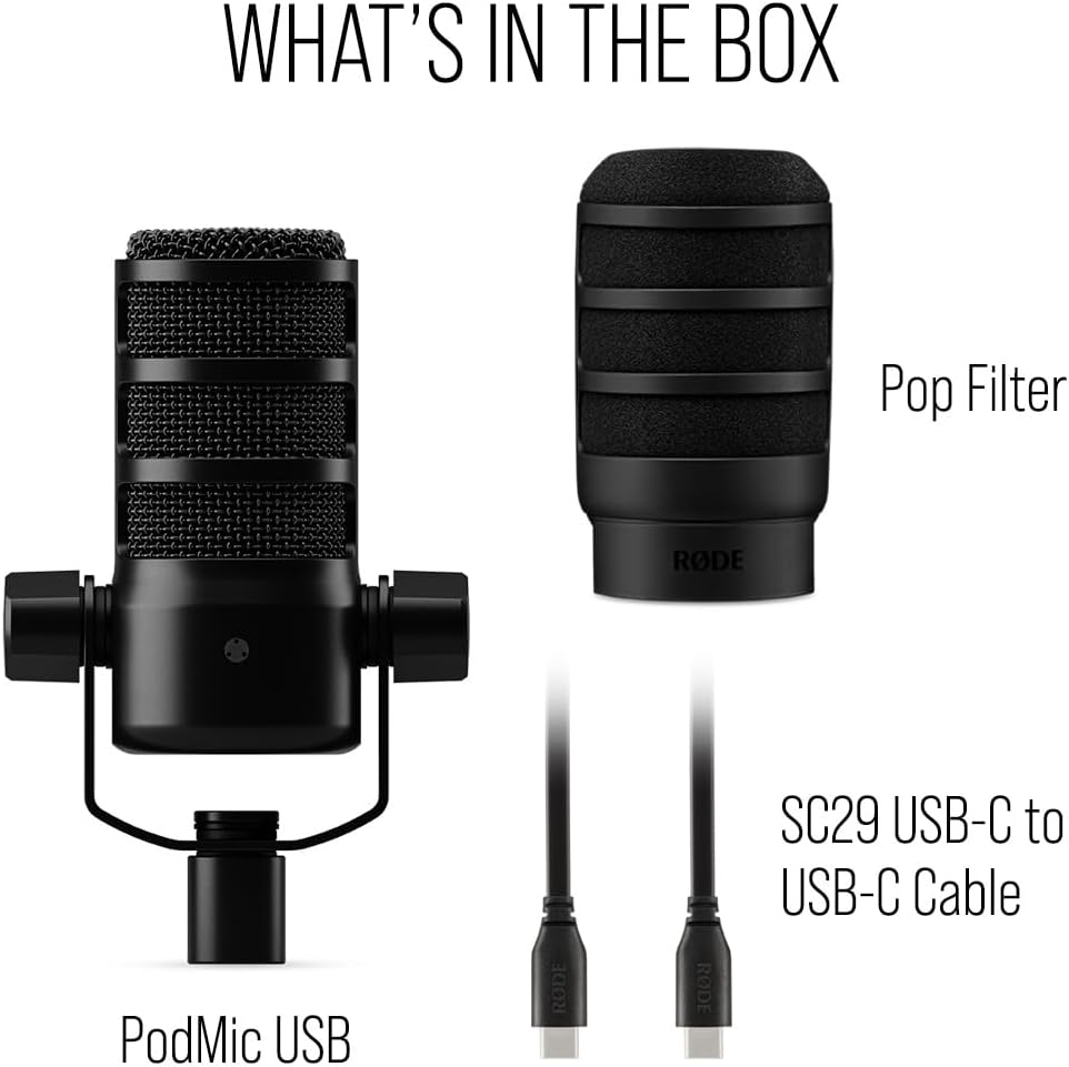 RØDE PodMic USB – Dynamic Broadcast Microphone with USB-C & XLR - Excellent Condition (USB cable missing)