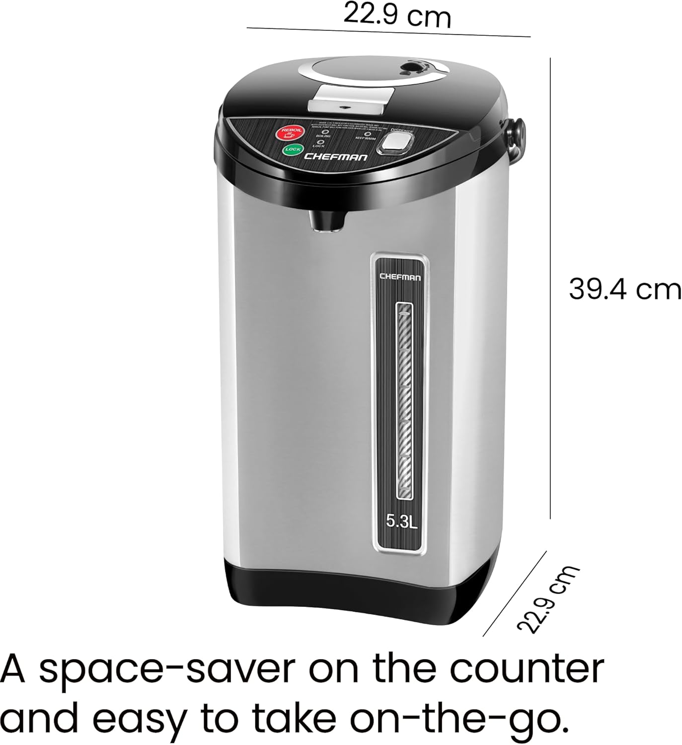 Chefman 5.3L Electric Hot Water Dispenser Urn Stainless Steel 1700W - New Condition