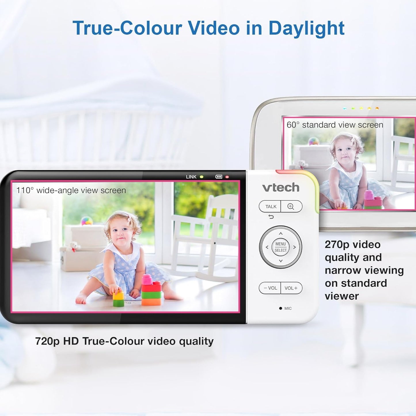 VTech RM5754HDV2 5” Smart HD Video Baby Monitor - New Condition