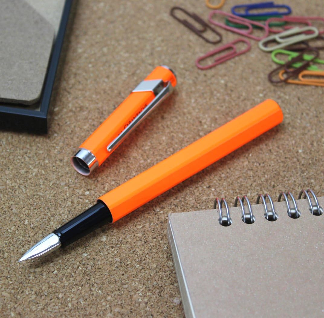 Caran D'Ache 849 Plume Fluo Line Fine Nib Fountain Pen, Orange - New Condition