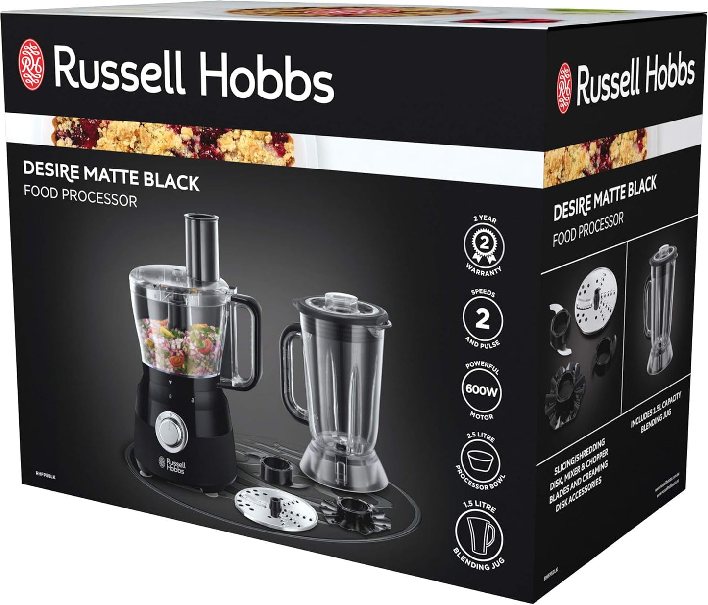 Russell Hobbs RHFP5BLK Desire Food Processor 1.5L 600W - Good Condition