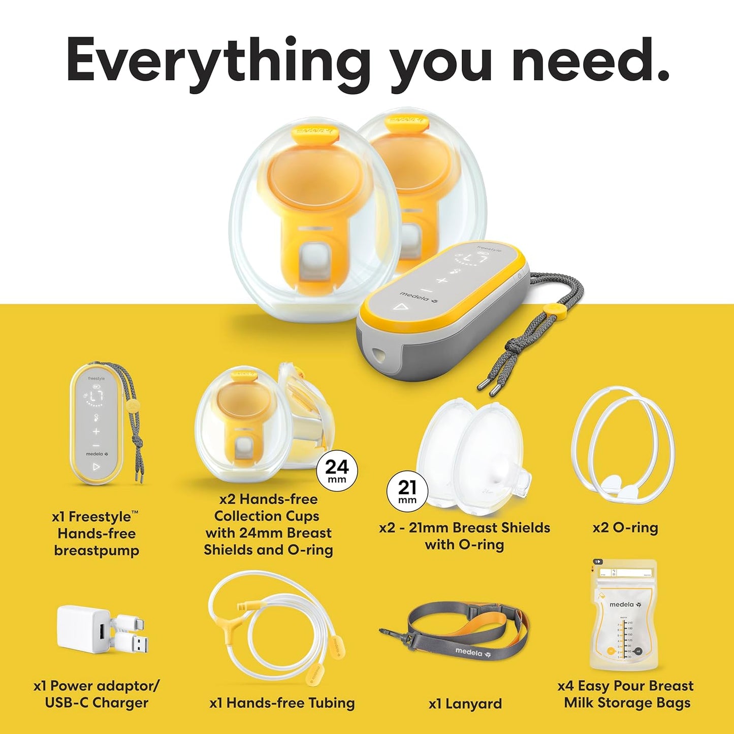 Medela Freestyle Hands-Free Double Electric Breast Pump with Wearable Cups - New Condition