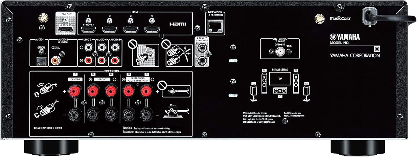 Yamaha RX-V4A 5.2-Channel AV Receiver with Wi-Fi, Bluetooth, MusicCast and Alexa Compatibility - New Condition