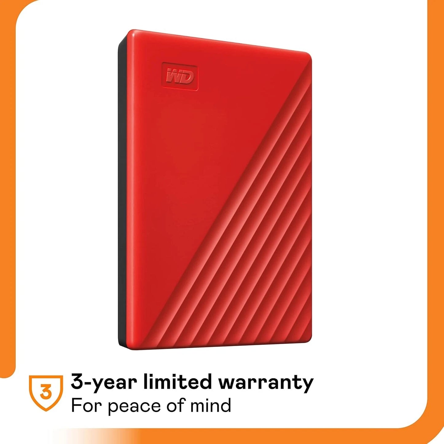 WD My Passport 2TB Portable External Hard Drive, USB 3.0 Red - Good Condition