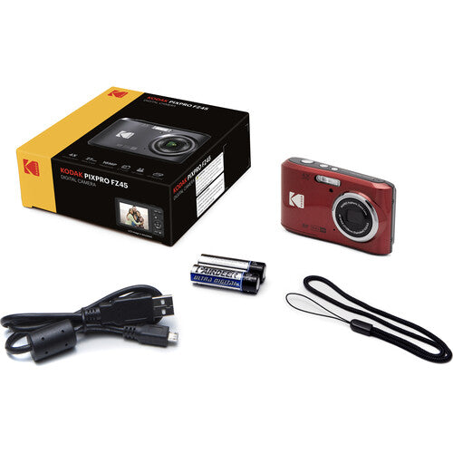 Kodak Pixpro FZ45 Digital Camera 16MP 4X Zoom Red - Good Condition (Slight crack)