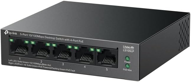 TP-Link LS105LP 5-Port 10/100Mbps Desktop PoE Switch - New Condition