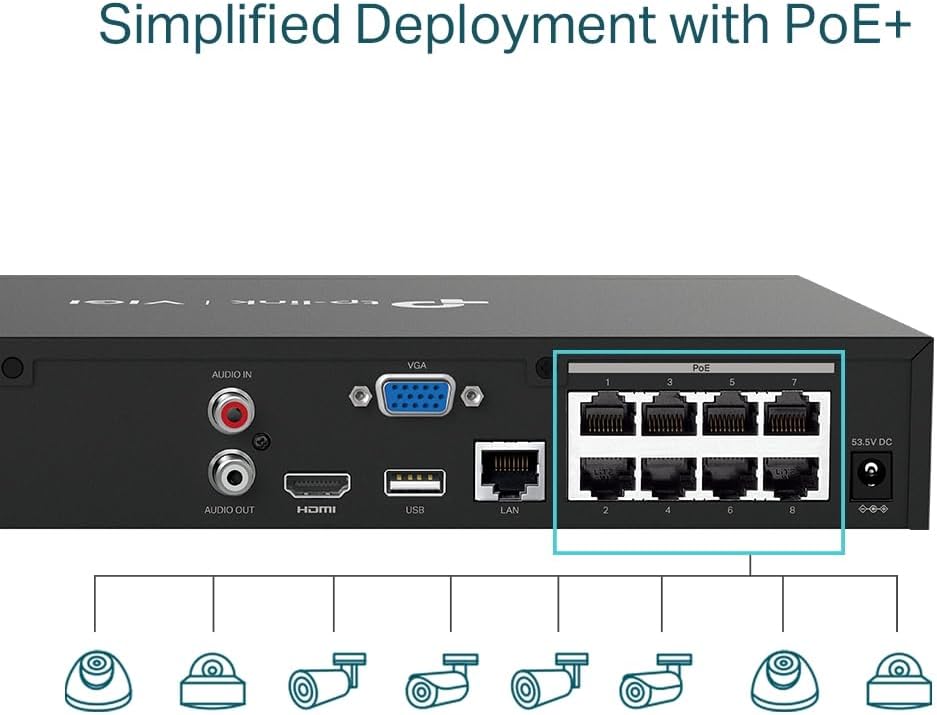 TP-Link VIGI NVR1008H-8P 8-Channel PoE+ Network Video Recorder - New Condition