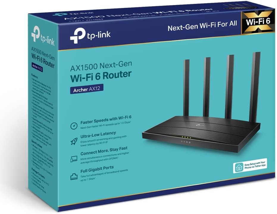 TP-Link Archer AX12 AX1500 Wi-Fi 6 Dual-Band Gigabit Router - New Condition