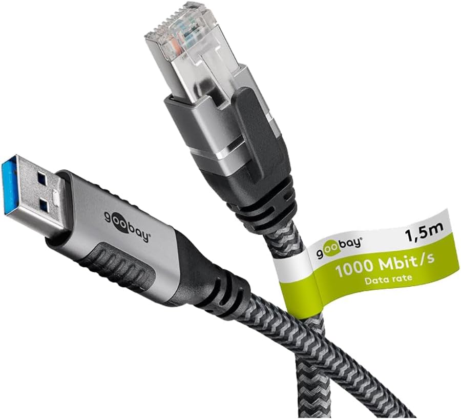 GooBay USB-A 3.0 to RJ45 Ethernet Cable 15 m - Black - New Condition
