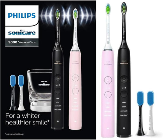 Philips Sonicare DiamondClean 9000 Electric Toothbrush Bundle – Black & Pink - Good Condition