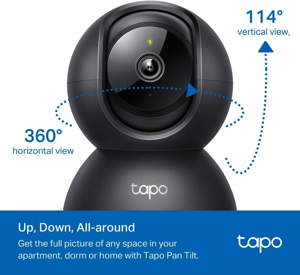 Tapo TP-Link C201 Smart Home Wi-Fi Camera – 1080p, 360° View, AI Tracking, Motion & Person Detection, Night Vision, SD Card, Voice Control, No Hub Required - New Condition