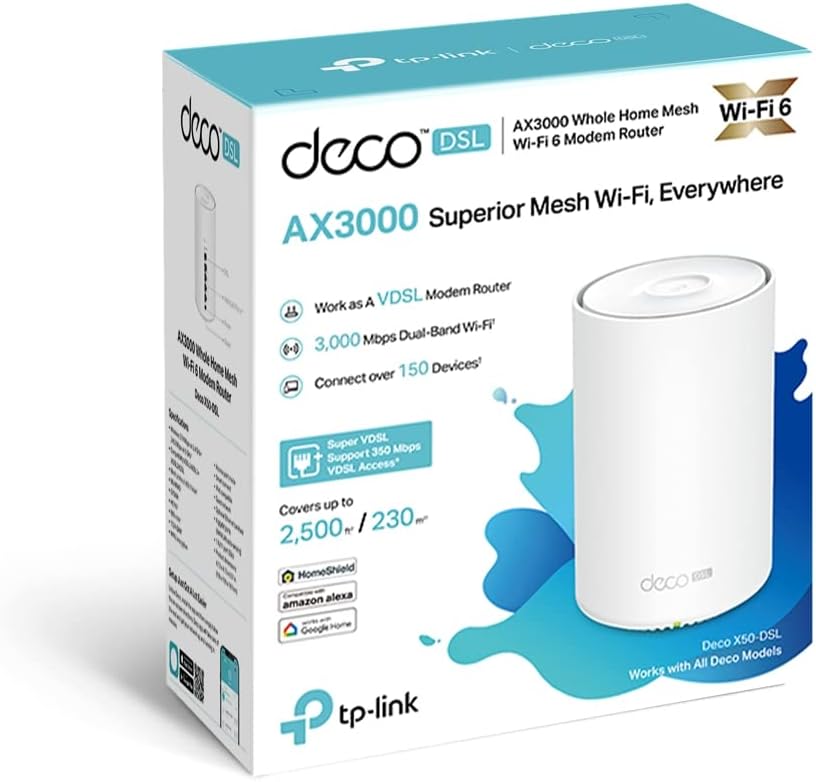 TP-Link Deco AX3000 VDSL Whole Home Mesh Wi-Fi 6 Modem Router - New Condition