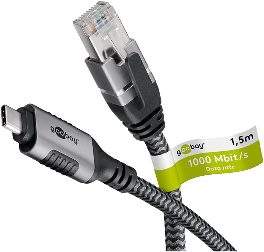 GooBay USB-C™ 3.1 to RJ45 Ethernet Cable 15 m - Black - New Condition