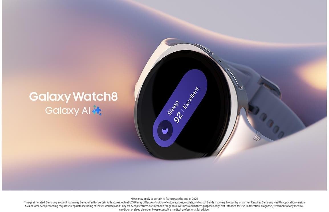 Samsung Galaxy Watch8 [AU Version], (Silver, LTE, 44 mm) with Sport Band, Smart Watch - Excellent Condition