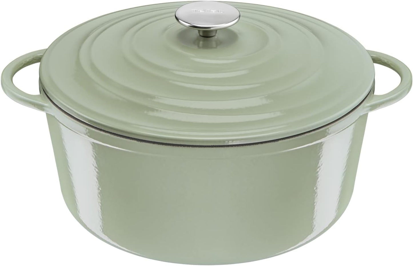 Tefal LOV 29cm Cast Iron Casserole Dish 7.4L Non-Stick Induction Lichen Green - Good Condition