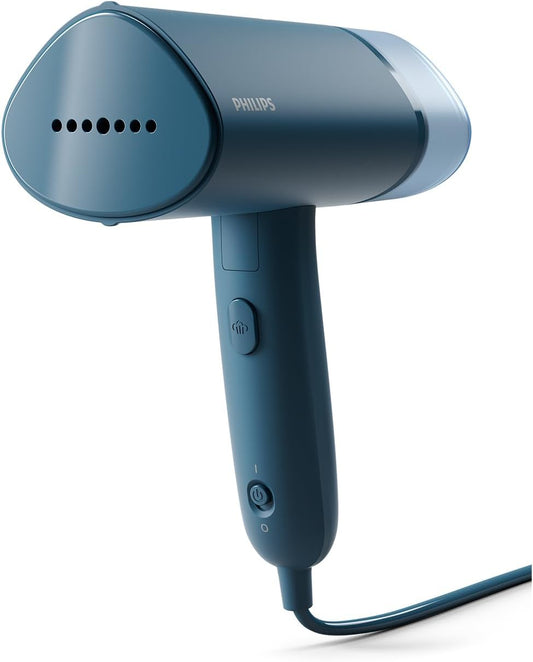 Philips 3000 Series Handheld Steamer – 1000W, 20 g/min Steam, Detachable 100ml Tank, Plastic Plate, Blue - New Condition