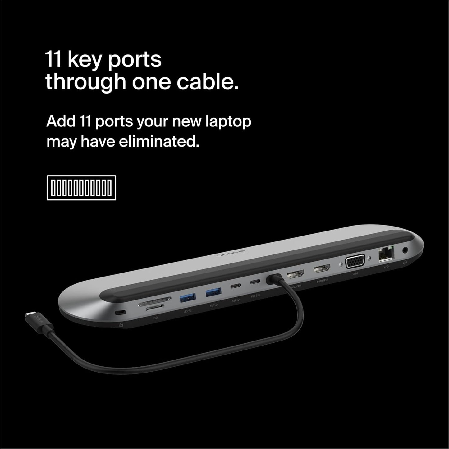 Belkin Connect 11-in-1 Universal USB-C Pro Dock w/ 3-Monitor Support, Silicon Motion Technology - New Condition