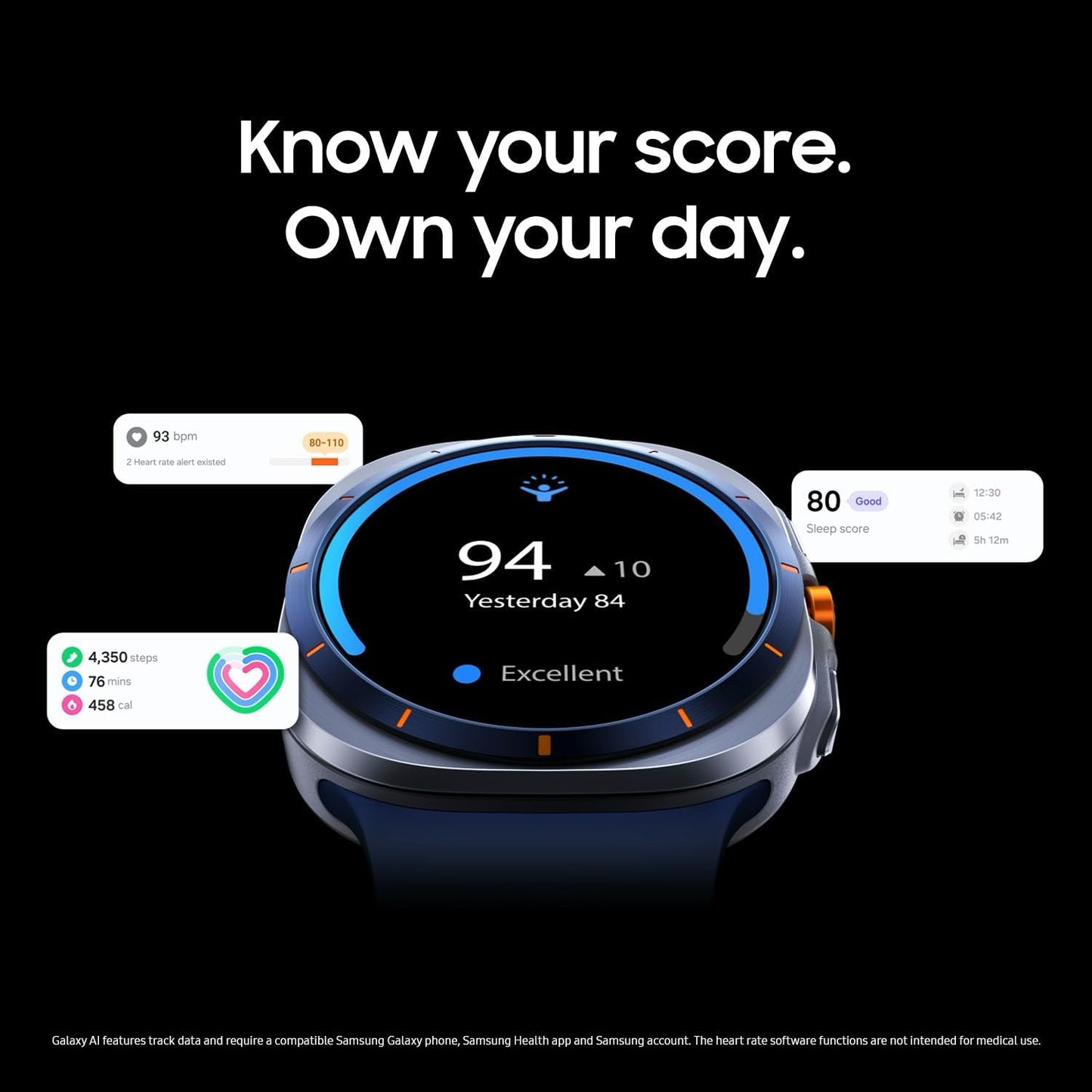 Samsung Galaxy Watch Ultra AI Smart Watch, Health Monitoring Fitness Tracking, 47mm LTE Titanium Silver - Excellent Condition
