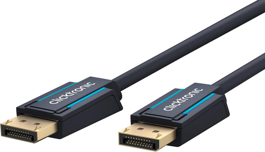 Clicktronic UHD 4K 60 Hz Male to Male 1.2 Display Port, Black, 10 Metre Length - New Condition
