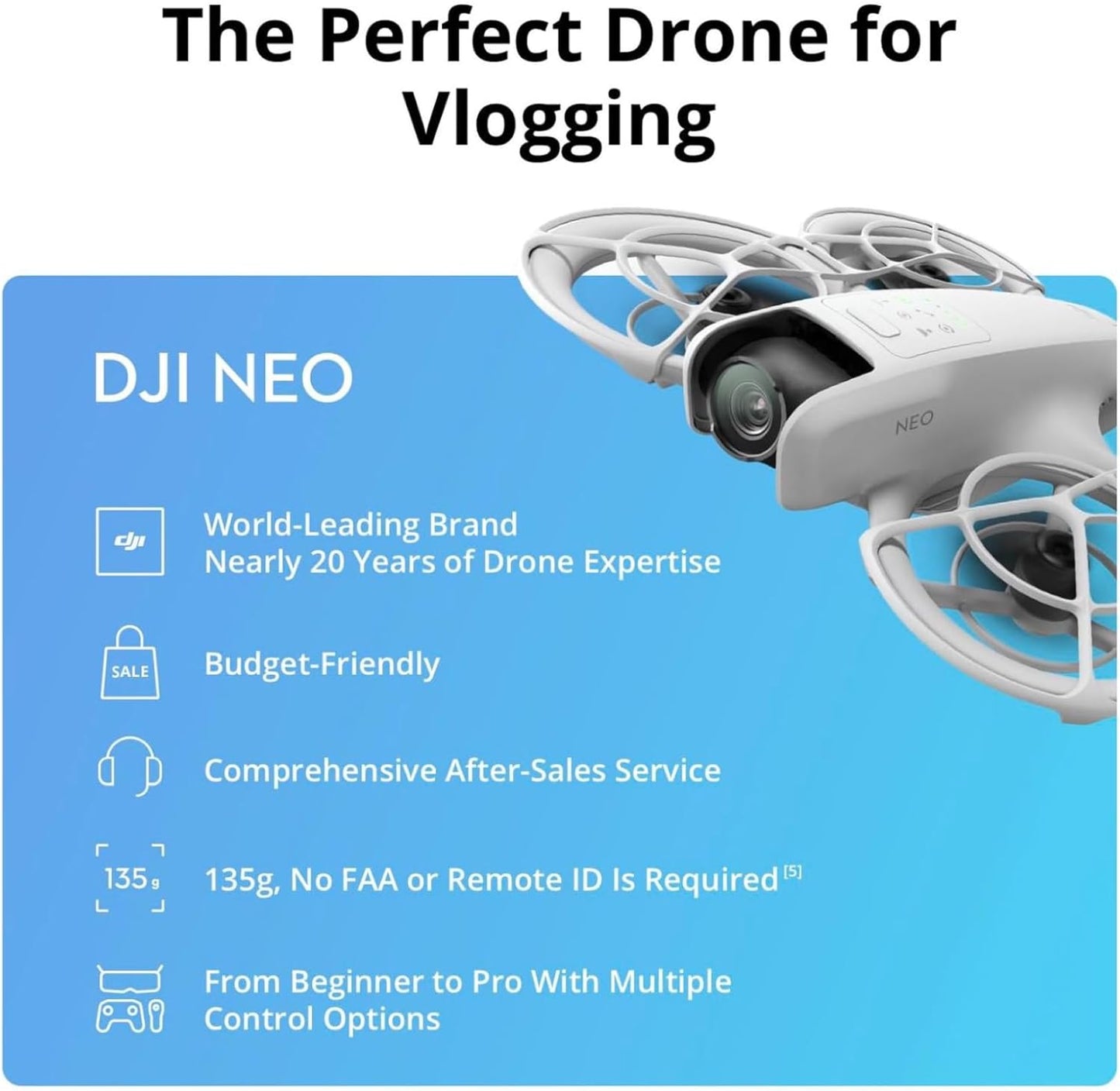 DJI Neo Mini Drone – 4K UHD Camera, Auto Follow, Palm Takeoff, 135g Lightweight - Excellent Condition