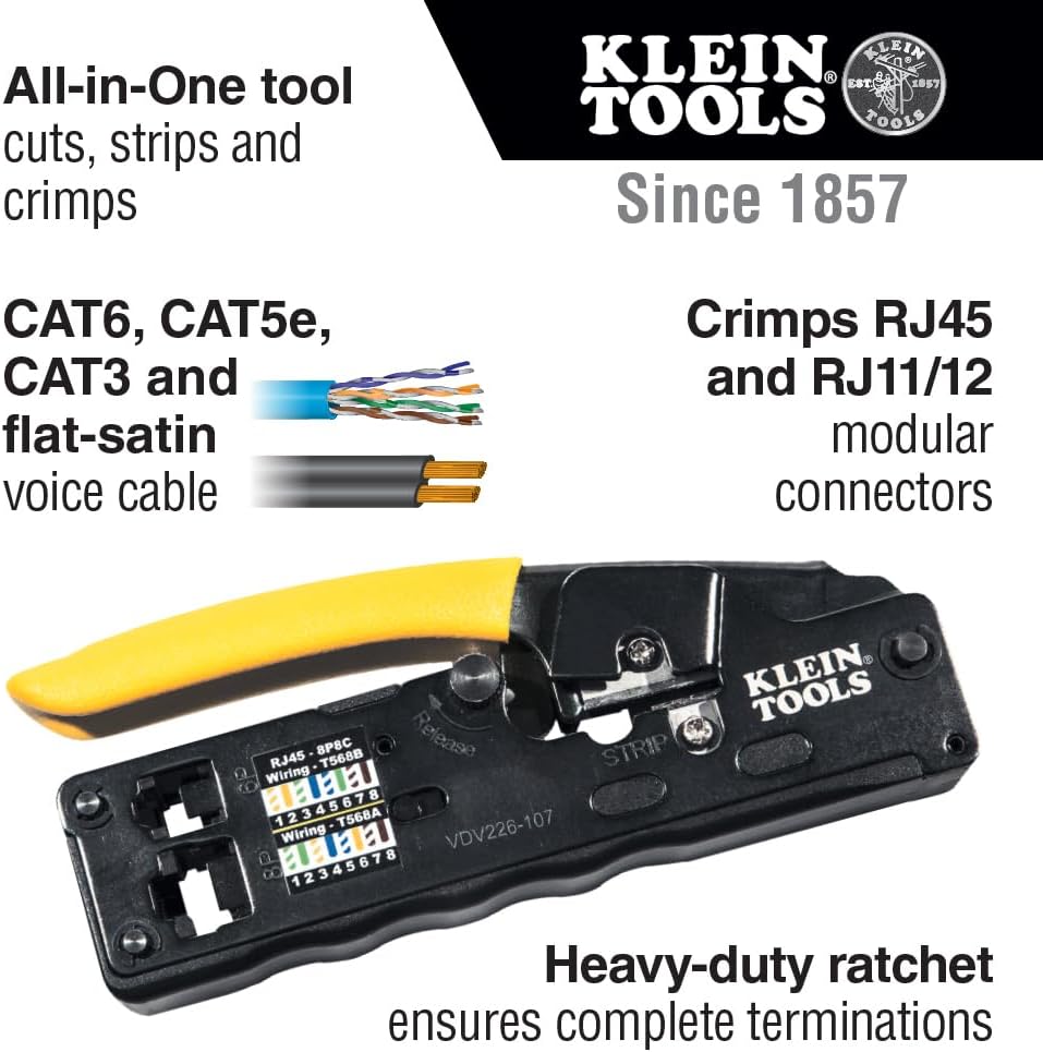 KLEIN TOOLS Compact Ratcheting Modular Crimper - New Condition