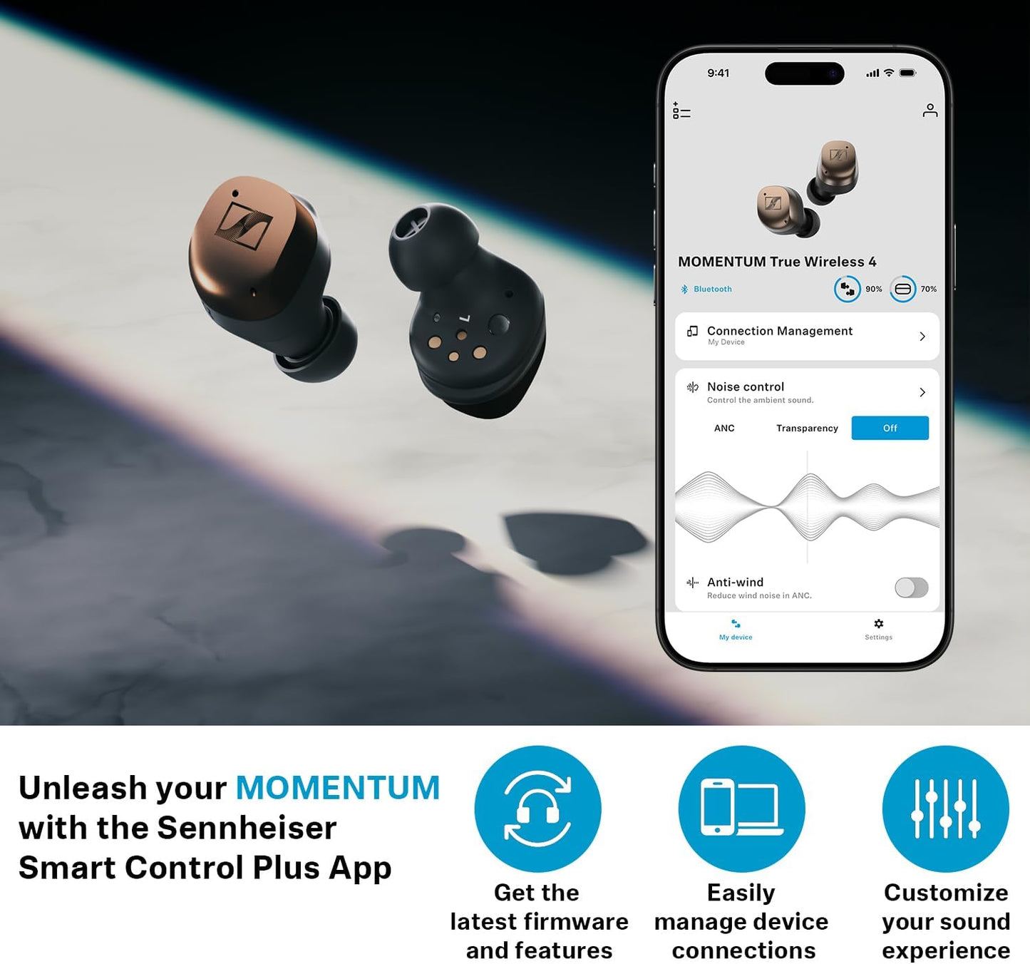 Sennheiser MOMENTUM True Wireless 4 – Smart Bluetooth Earbuds with Adaptive ANC & 30-Hour Battery White Silver - Good Condition