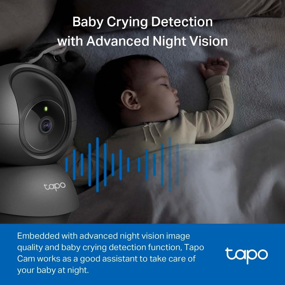 Tapo TP-Link C201 Smart Home Wi-Fi Camera – 1080p, 360° View, AI Tracking, Motion & Person Detection, Night Vision, SD Card, Voice Control, No Hub Required - New Condition