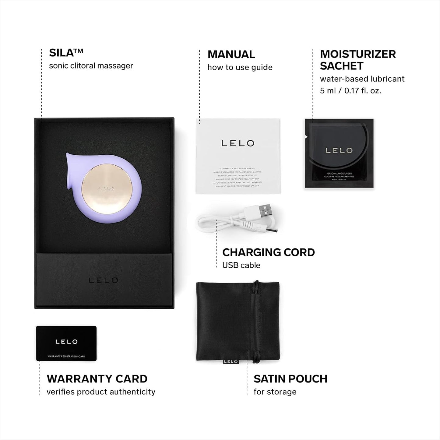 LELO SILA Sonic Clit Sucker, Waterproof Vibrator, Adult Toys Vibrators Sex Toys for Women, Lilac - New Condition