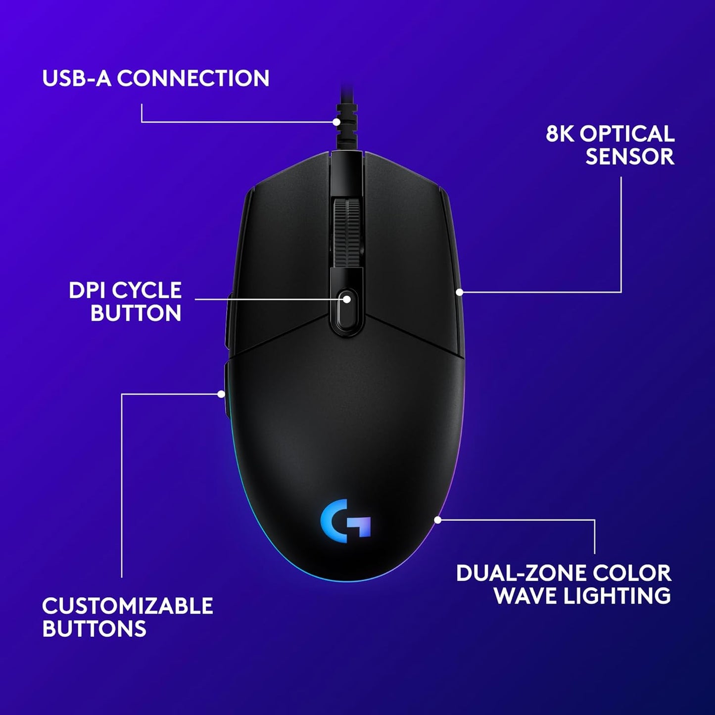 Logitech G203 LIGHTSYNC RGB Gaming Mouse – Black - New Condition