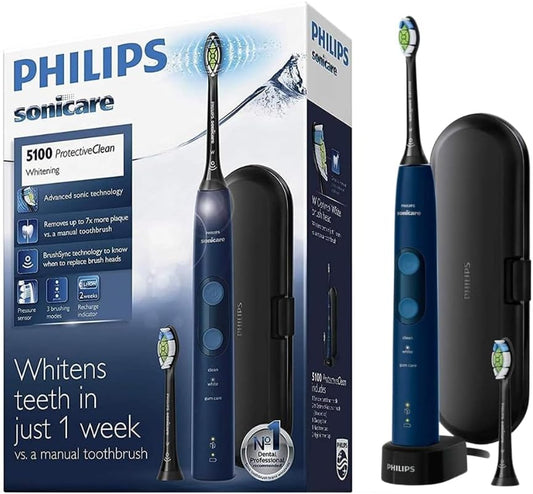 Philips Sonicare ProtectiveClean 5100 Electric Toothbrush – 3 Modes, Travel Case, Navy Blue - Excellent Condition