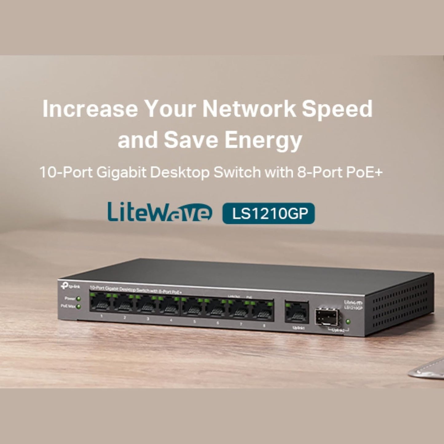 TP-Link LS1210GP 10-Port Gigabit Desktop PoE+ Switch - New Condition