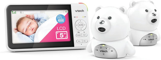 VTech BM5150-BEARN 5" Baby Monitor with 2 Cameras & 2-Way Talk - Good Condition