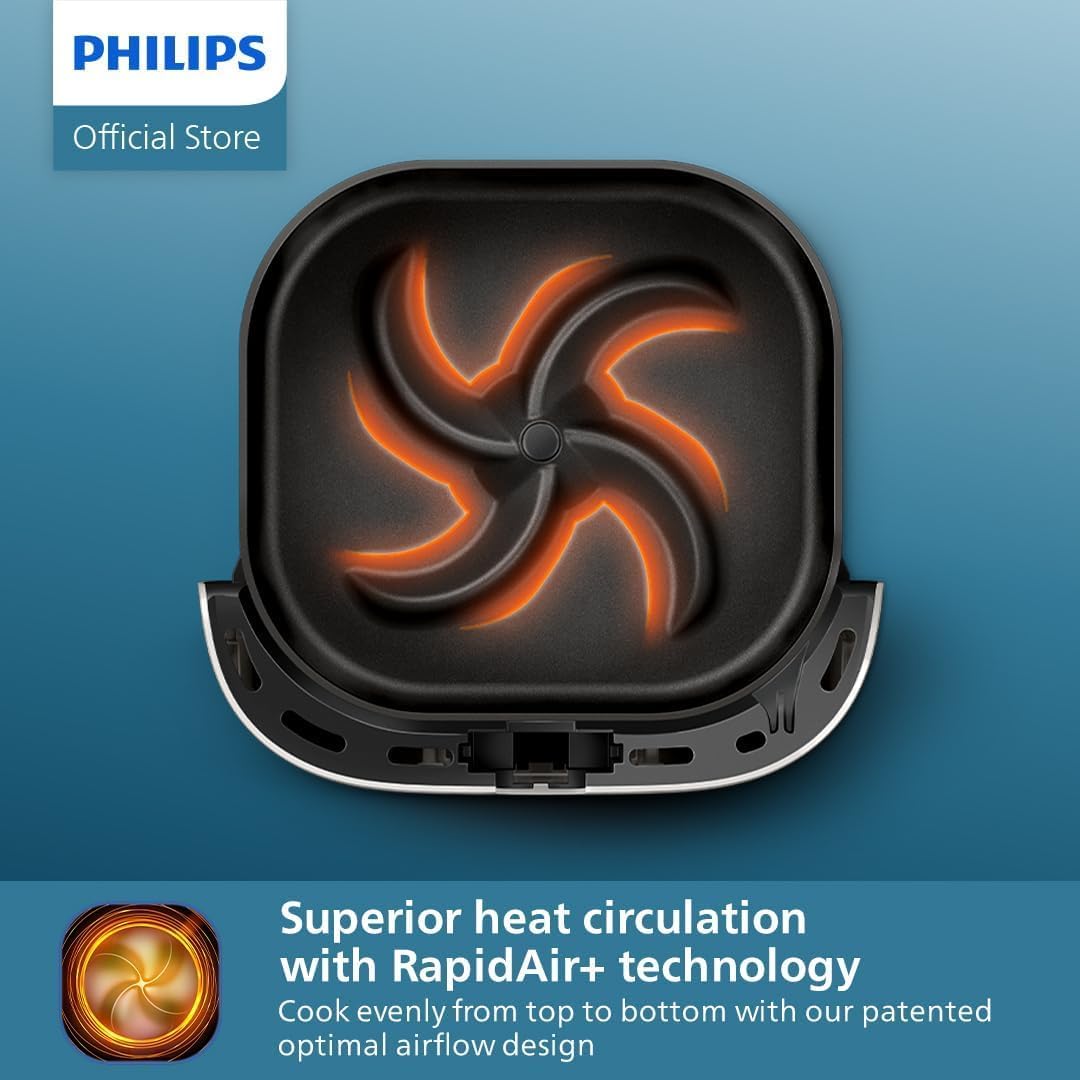 Philips Essential Air Fryer - 4.1 L Pan, Deep Fryer without Oil, Rapid Air Technology, HomeID Recipe App, Time & Temp Control - New Condition