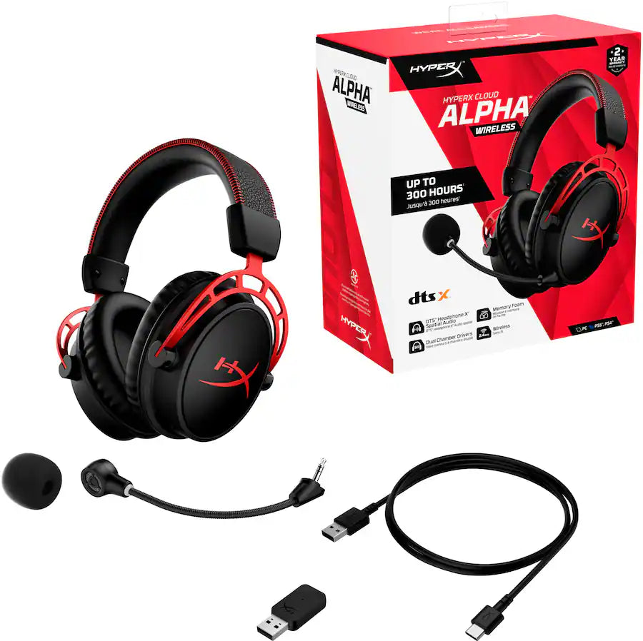 HyperX Cloud Alpha – Wireless Gaming Headset,  for PC, PS4, Xbox One, Nintendo Switch, and Mobile Devices – Red - New Condition