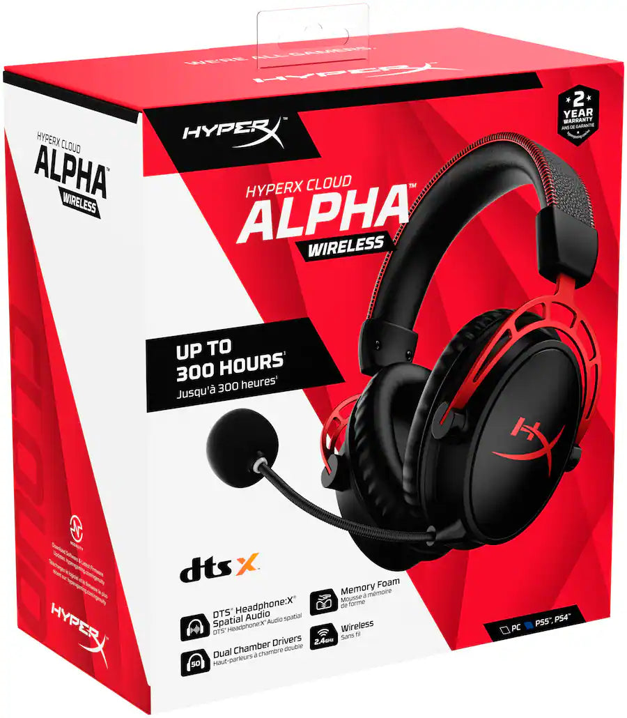 HyperX Cloud Alpha – Wireless Gaming Headset,  for PC, PS4, Xbox One, Nintendo Switch, and Mobile Devices – Red - New Condition