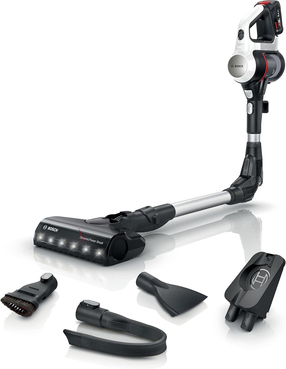 Bosch Unlimited 7 Cordless Stick Vacuum Cleaner BBS711W – 3.0Ah Battery, LED Brush, Flexible Tube - Good Condition