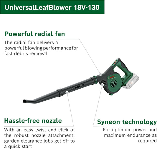 Bosch UniversalLeafBlower 18V-130 Cordless Leaf Blower – 18V (Tool Only) - New Condition