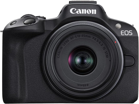 Canon EOS R50 Mirrorless Camera with RF-S 18-45mm Lens – 24.2MP, 4K, Black - New Condition