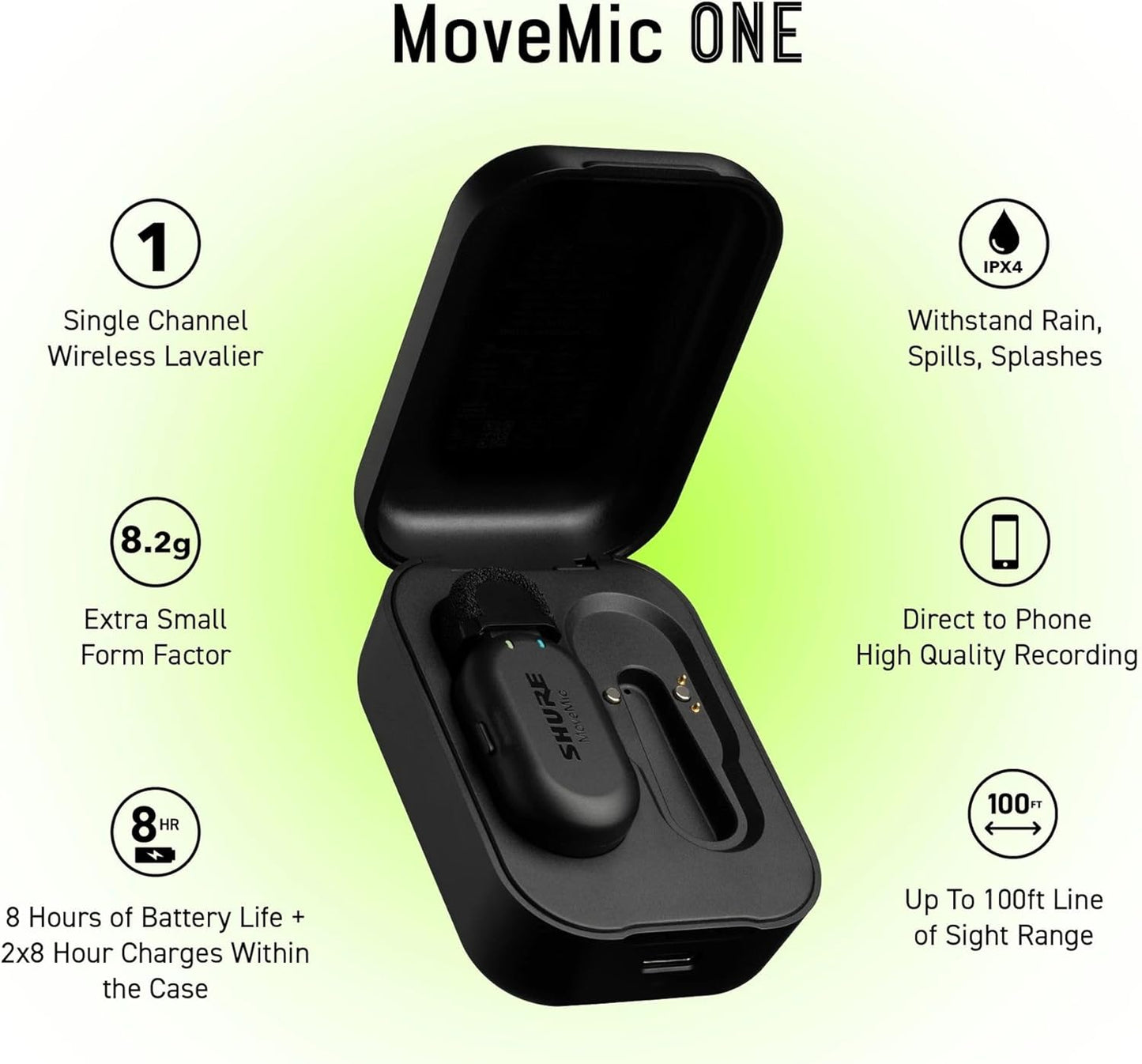 Shure MoveMic One - Pro Direct Phone Wireless Lavalier Microphone for iPhone and Android - New Condition