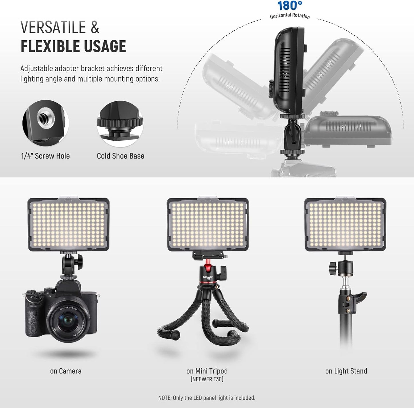 Neewer on Camera Video Light Photo Dimmable 176 LED Panel - New Condition