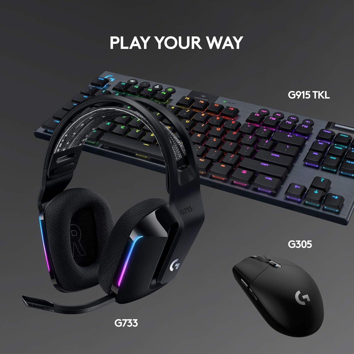 Logitech G733 LIGHTSPEED Wireless RGB Gaming Headset – Black - Excellent Condition