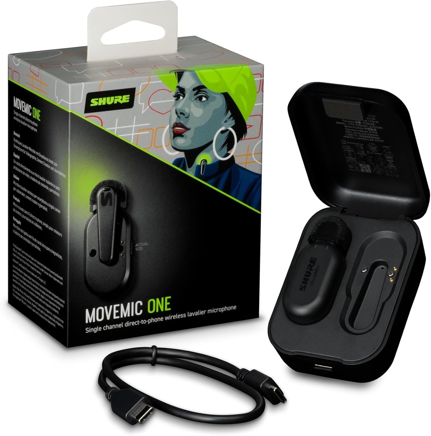 Shure MoveMic One - Pro Direct Phone Wireless Lavalier Microphone for iPhone and Android - New Condition