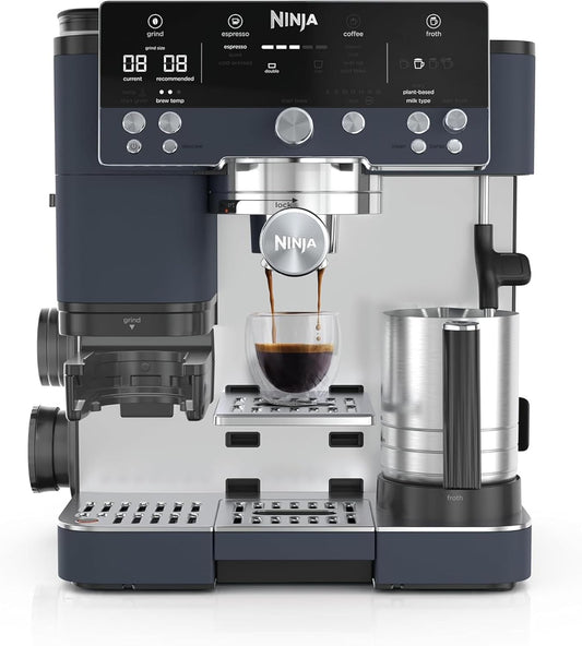 Ninja Luxe Café Premier Espresso Machine, 19 settings, Dual Froth System & assisted tamper, 3 machines in 1, Espresso, filter coffee & built-in grinder & scale - New Condition