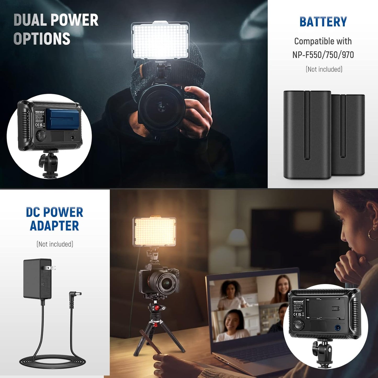 Neewer on Camera Video Light Photo Dimmable 176 LED Panel - New Condition