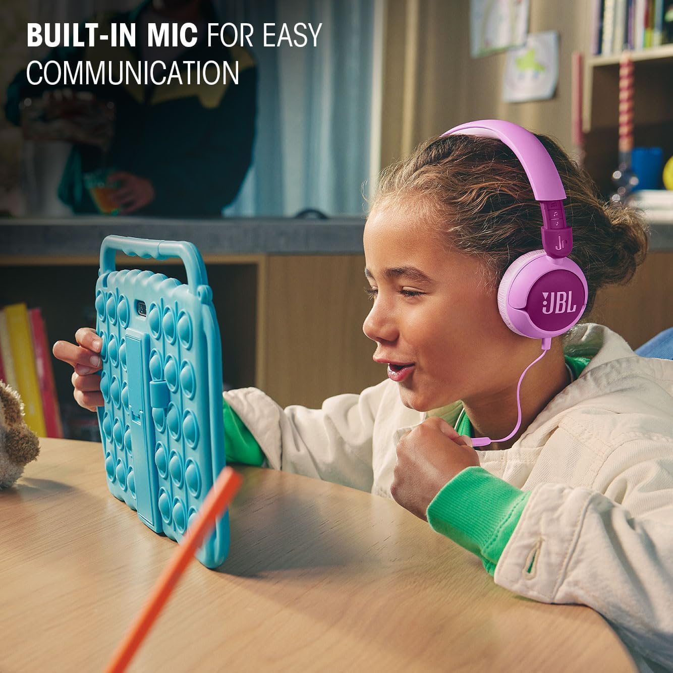 JBL Junior 320 - Wired on-Ear Kids Headphones Safe Sound (<85dB), Built-in mic, Fit for Kids and Customizable with Included Stickers (Purple) - Excellent Condition