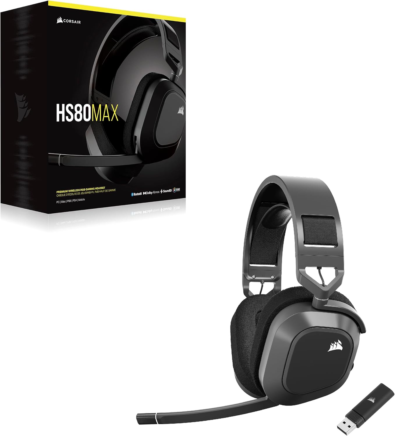 Corsair HS80 MAX Wireless Gaming Headset with Bluetooth Steel Gray - Good Condition
