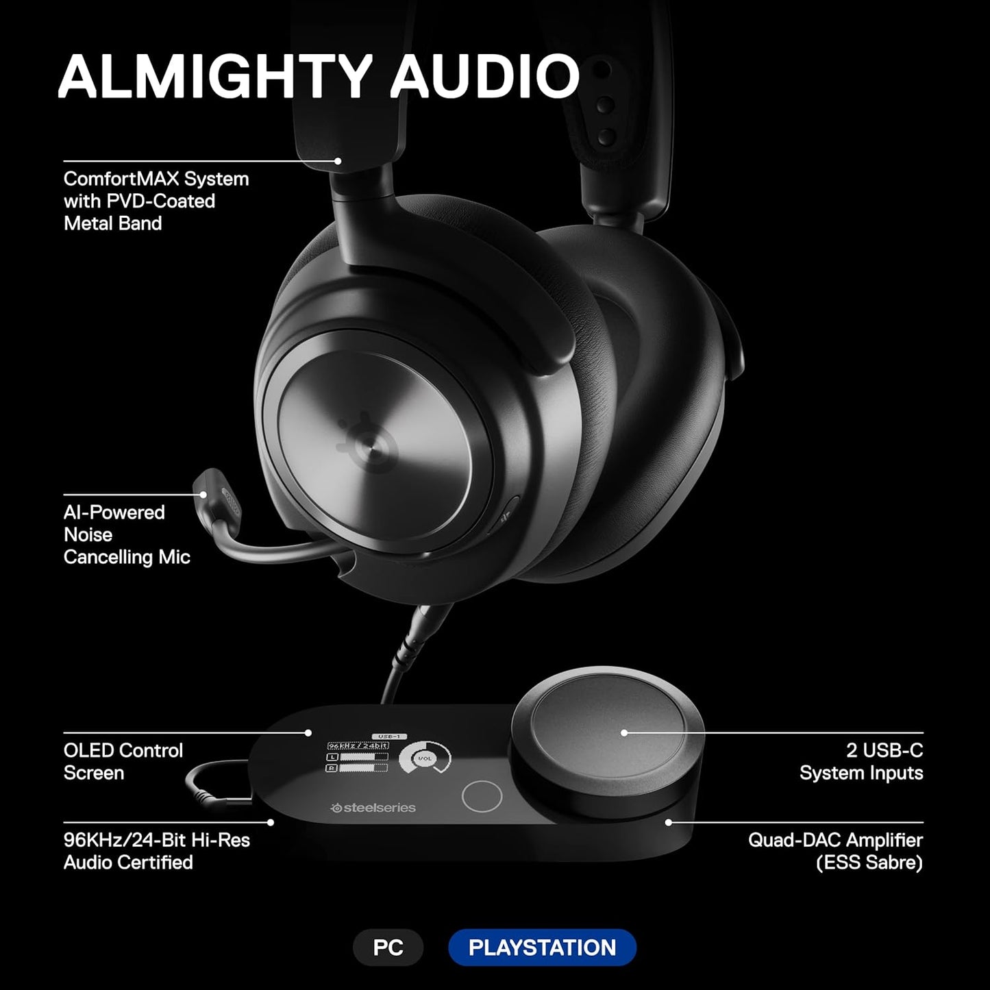 SteelSeries Arctis Nova Pro Wired Multi-System Gaming Headset – Black - Excellent Condition