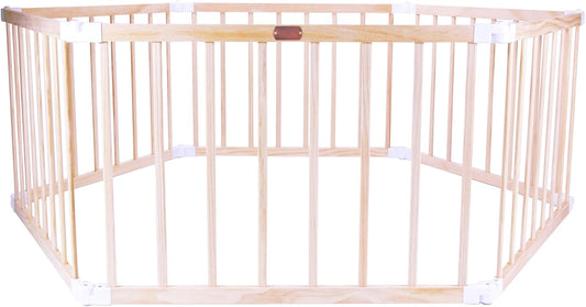 Little Boss Timber Hexagonal Playpen Natural Wood - Good Condition