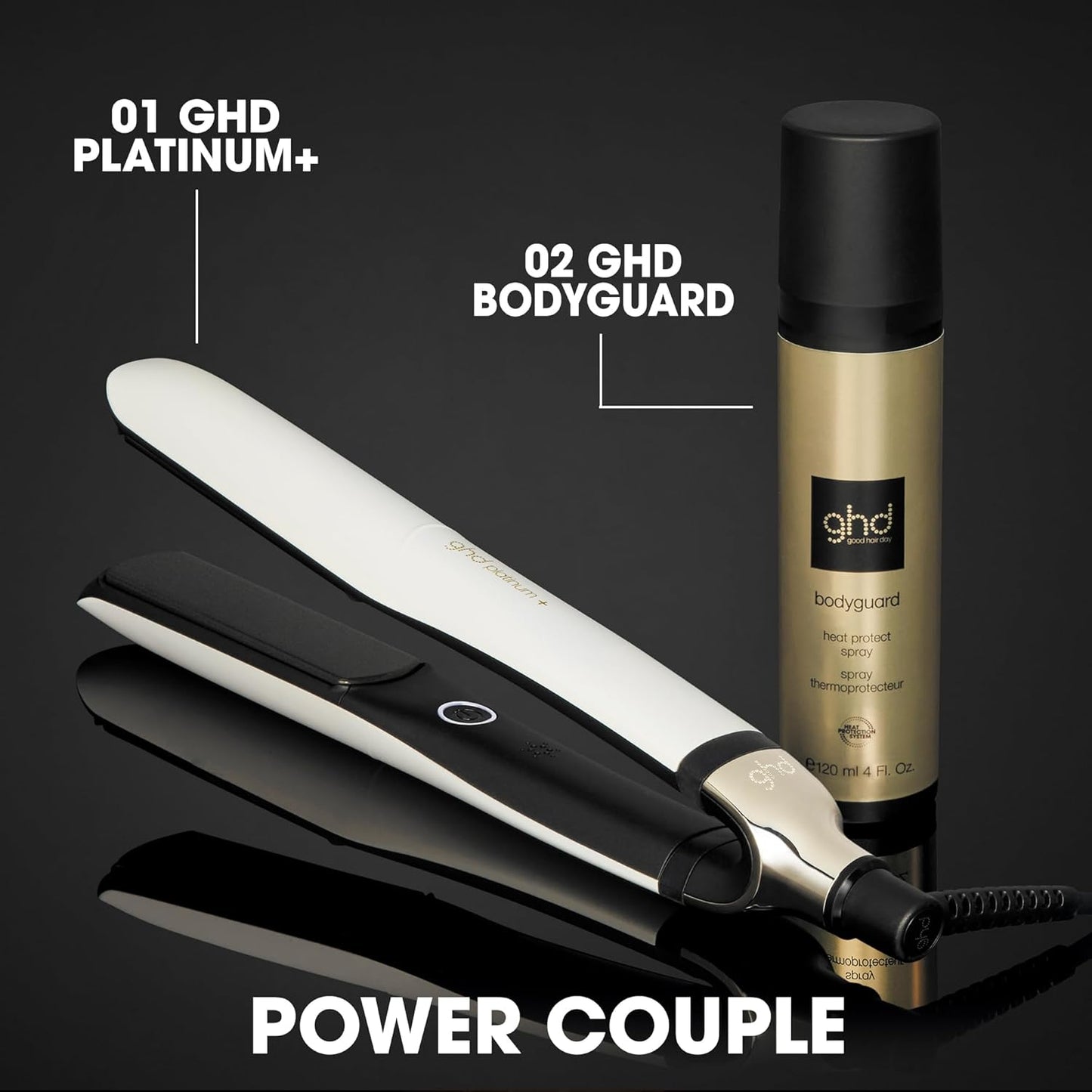 ghd platinum+ Hair Straightener, A Smarter Hair Straightening and Curling Tool For Stronger Hair And Colour Protection - New Condition
