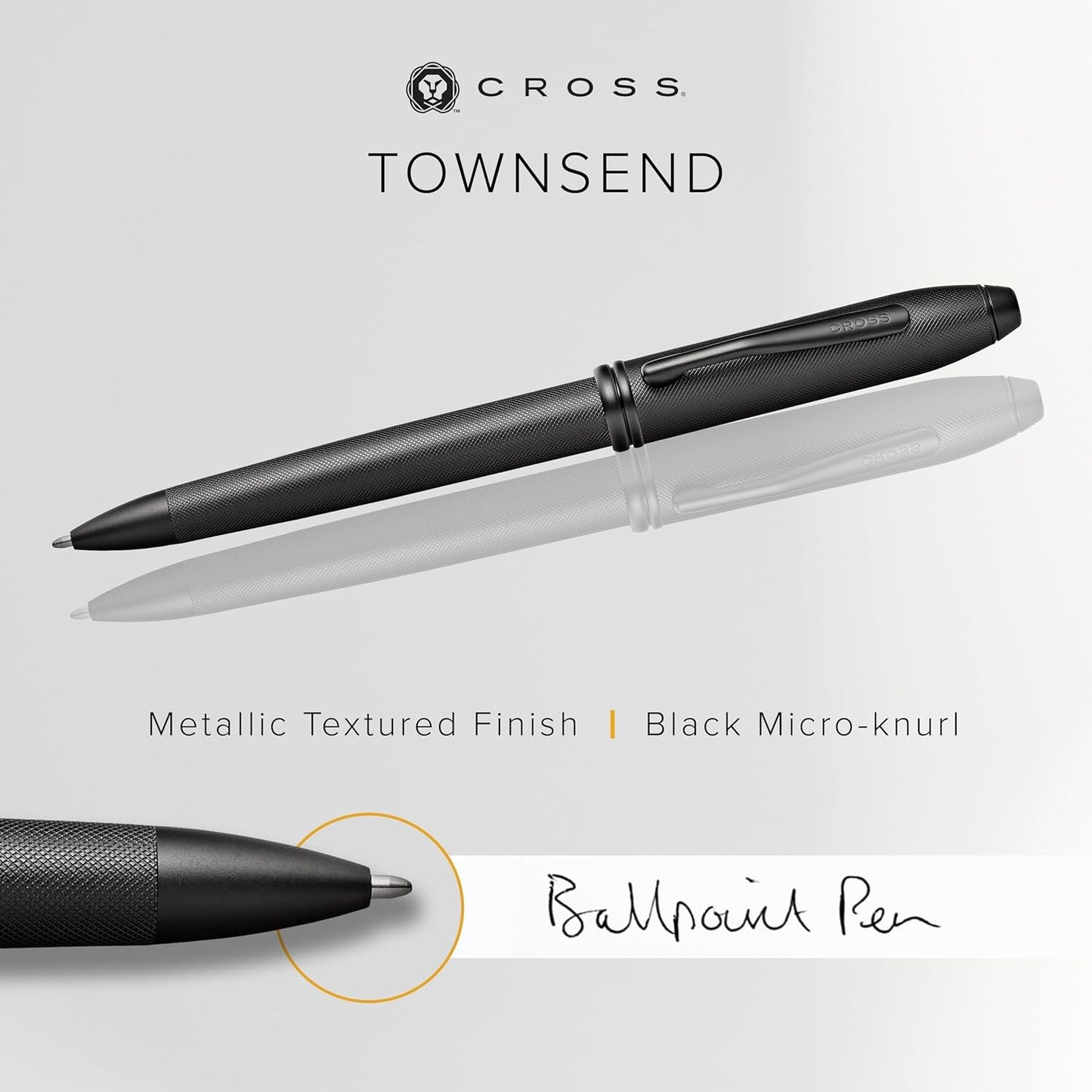 Cross Townsend PVD Micro-Knurl Ballpoint Pen, Black - New Condition